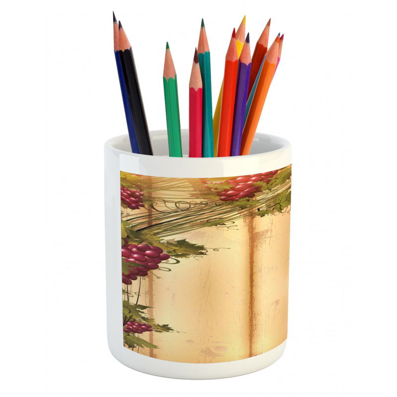 Grapes Wooden Illustration Pencil Pen Holder