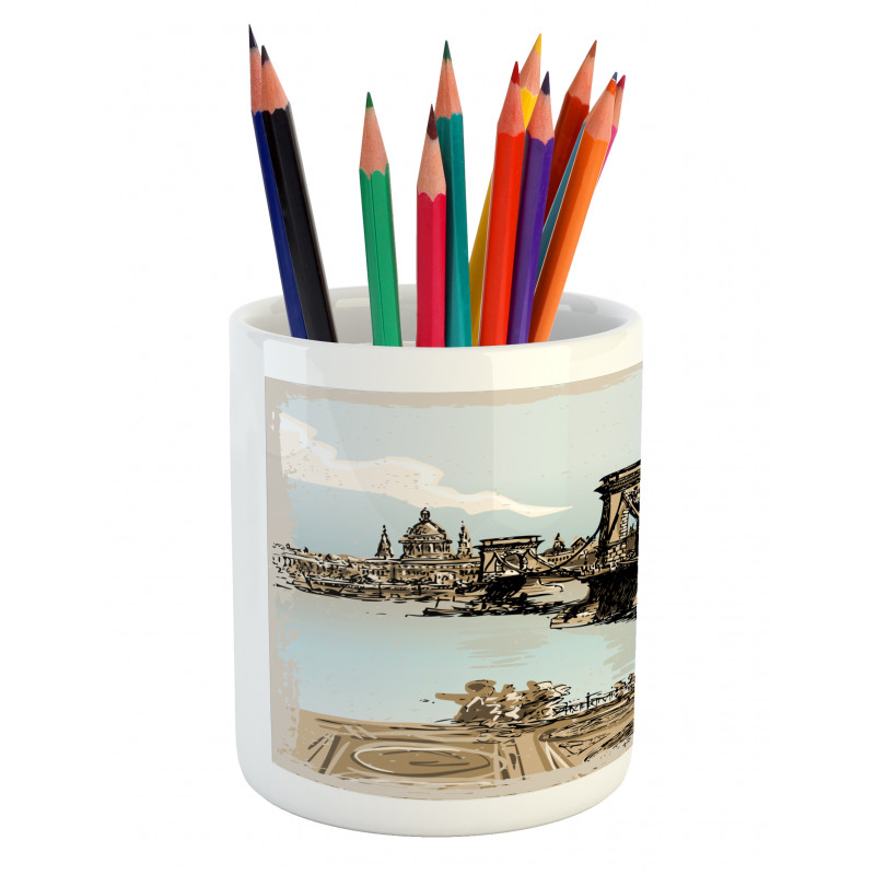 Vintage Sketch Budapest Pencil Pen Holder