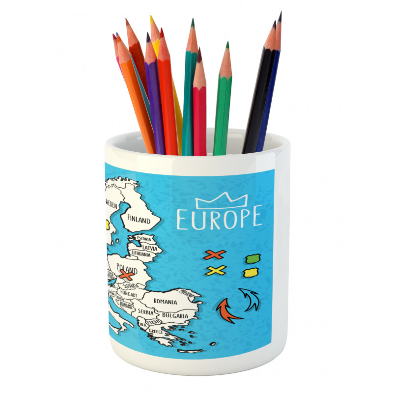 Accurate Map of the Europe Pencil Pen Holder