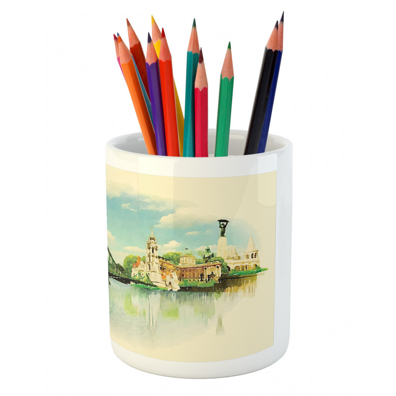 Watercolor Old Budapest Pencil Pen Holder