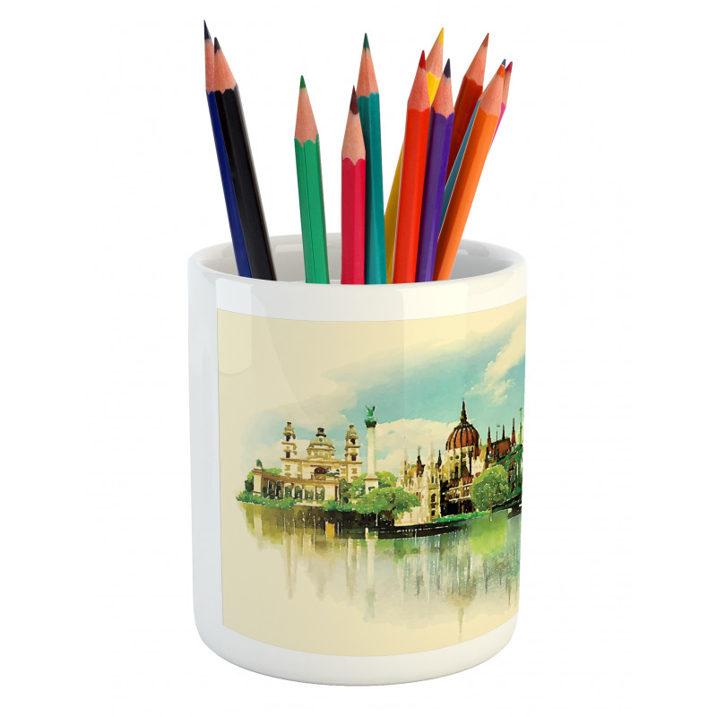 Watercolor Old Budapest Pencil Pen Holder