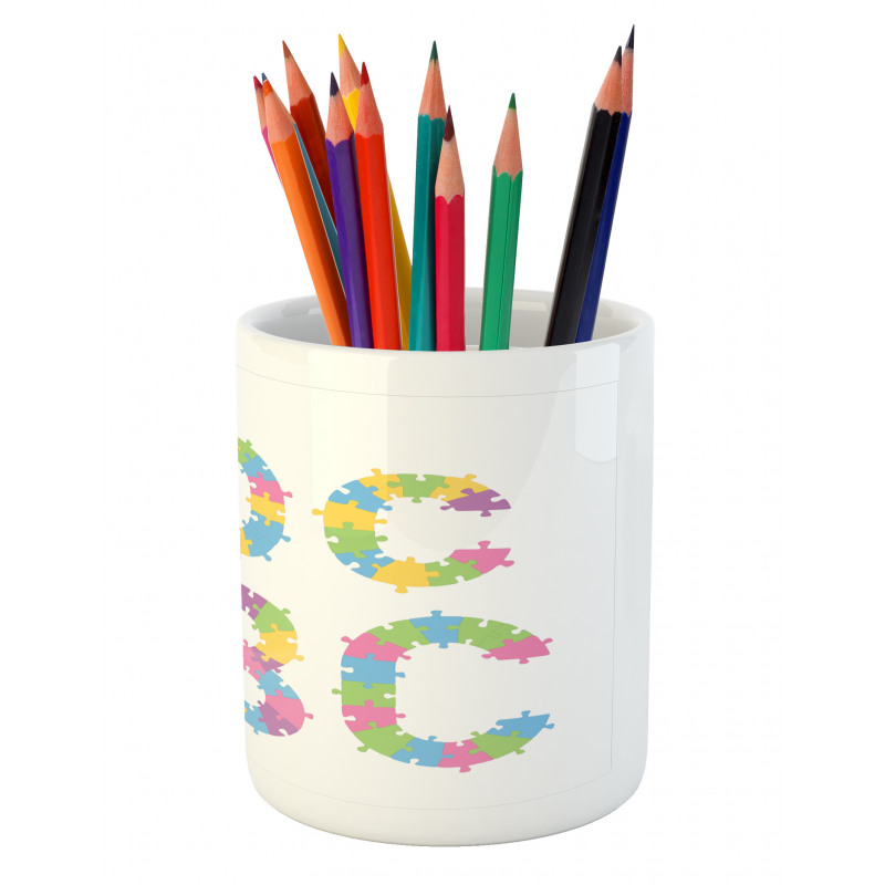 Colorful Jigsaw Letters Pencil Pen Holder