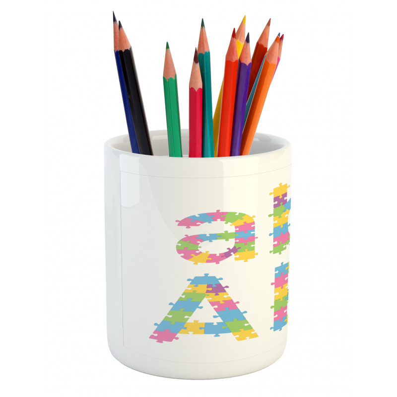 Colorful Jigsaw Letters Pencil Pen Holder