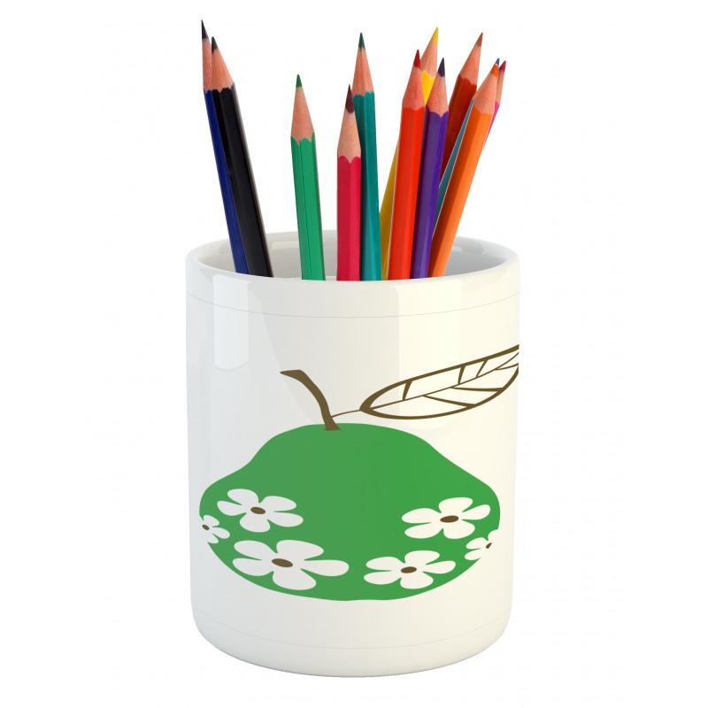 Fruit with Daisy Flower Blooms Pencil Pen Holder