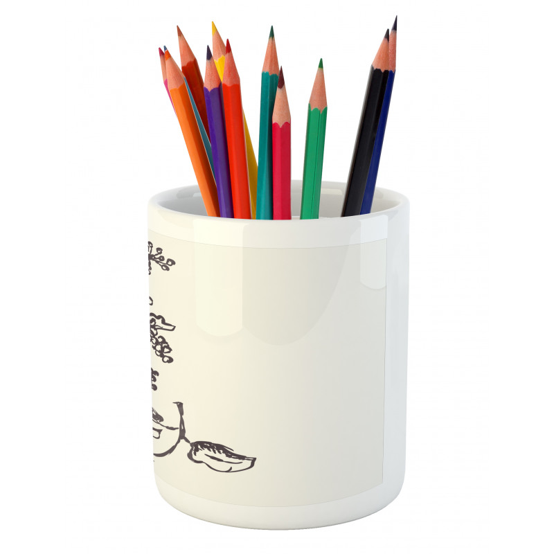 Drawn Sketch of Fruits Pencil Pen Holder