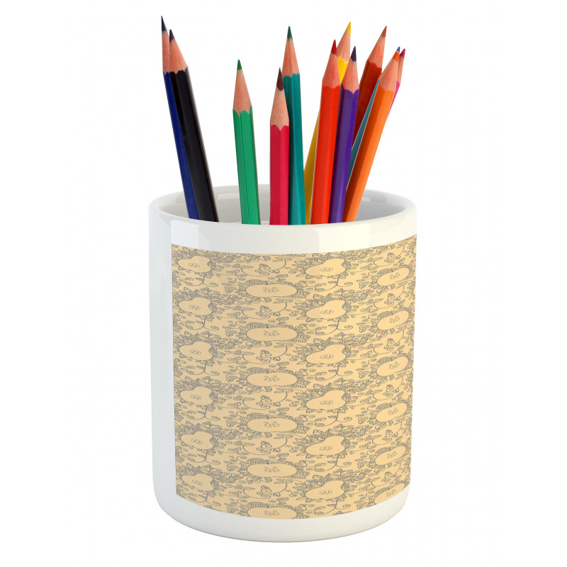 Pastel Monochrome Fruit Leaves Pencil Pen Holder