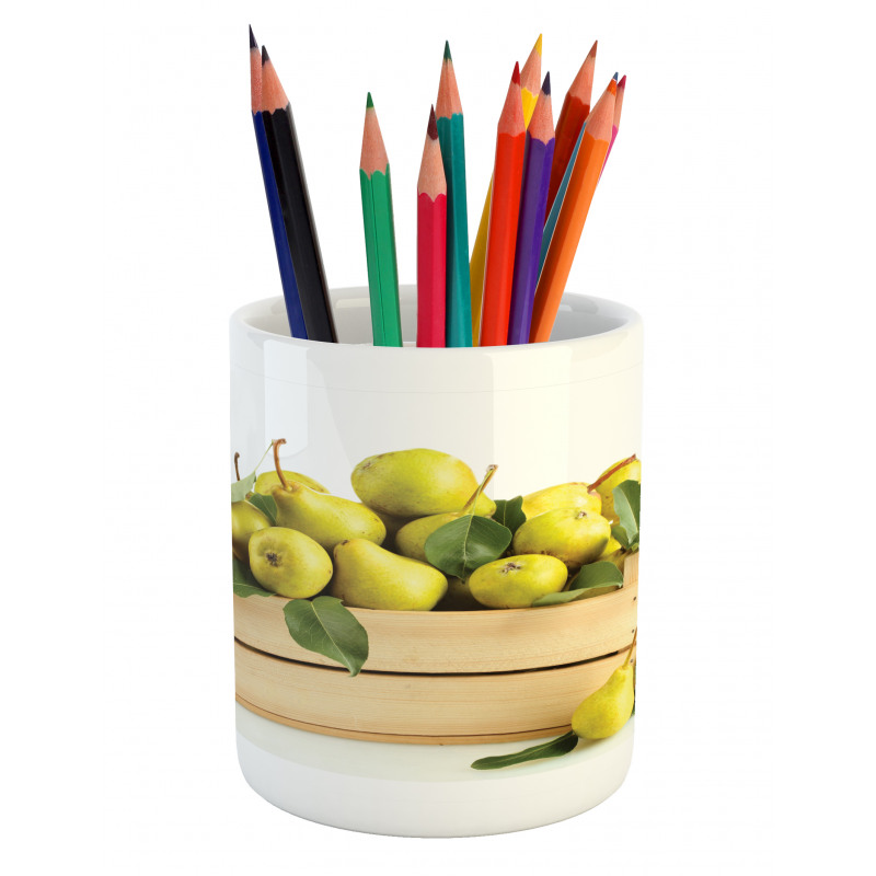 Wooden Basket of Summer Fruit Pencil Pen Holder