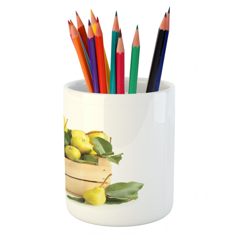 Wooden Basket of Summer Fruit Pencil Pen Holder