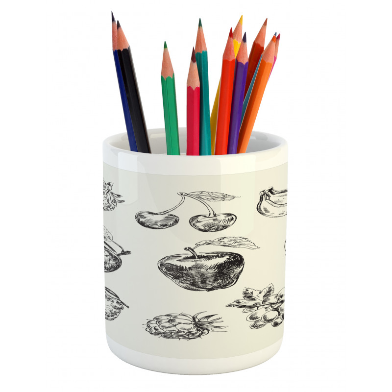 Retro Banana Strawberry Plum Pencil Pen Holder