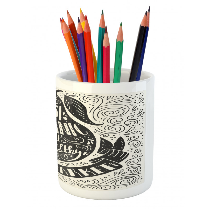 Retro Organic Food Graphic Pencil Pen Holder