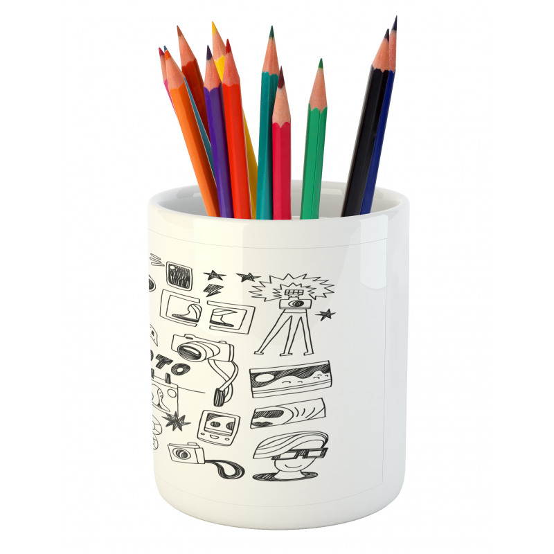 Doodle Camera Film Poeple Pencil Pen Holder