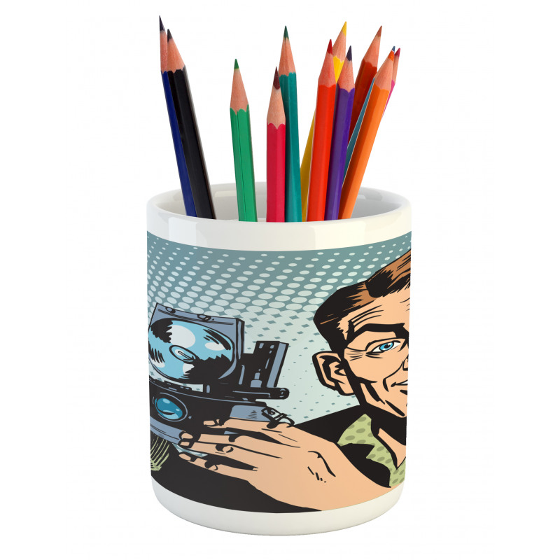 Comic Strip Photographer Pencil Pen Holder