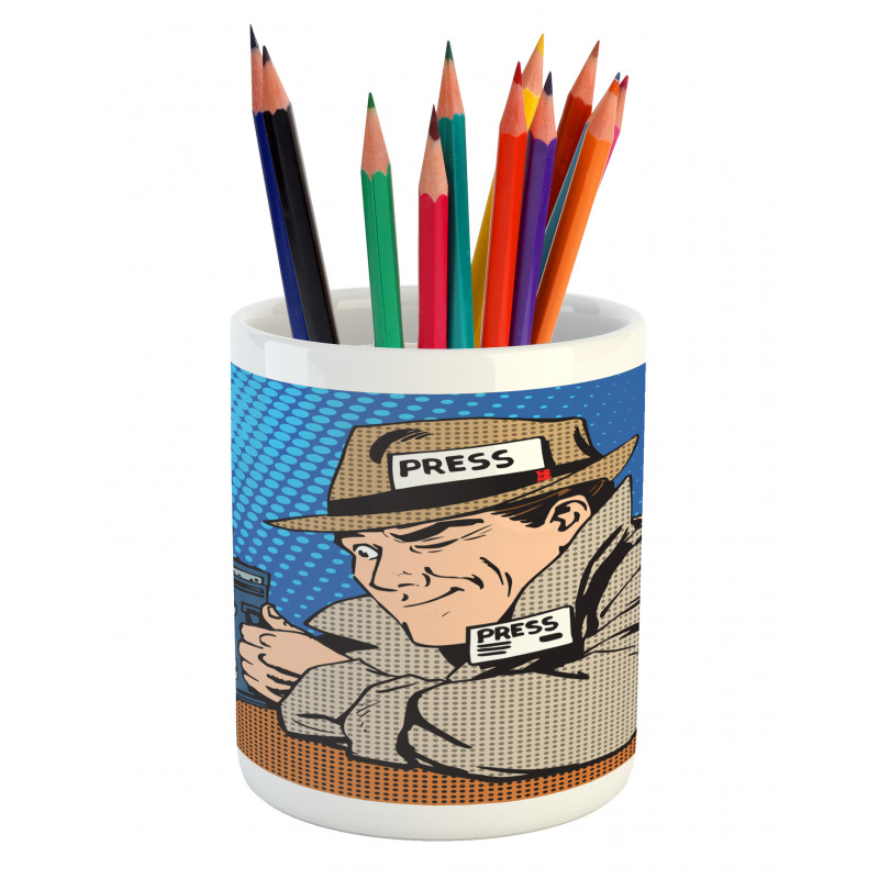 Press Journalist Pop Art Pencil Pen Holder