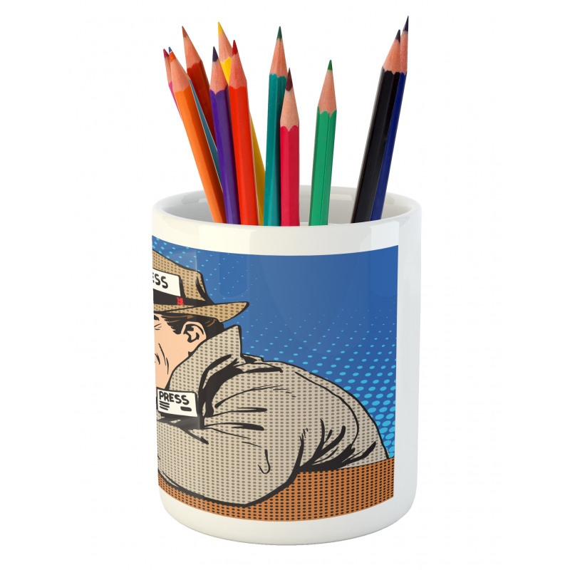 Press Journalist Pop Art Pencil Pen Holder