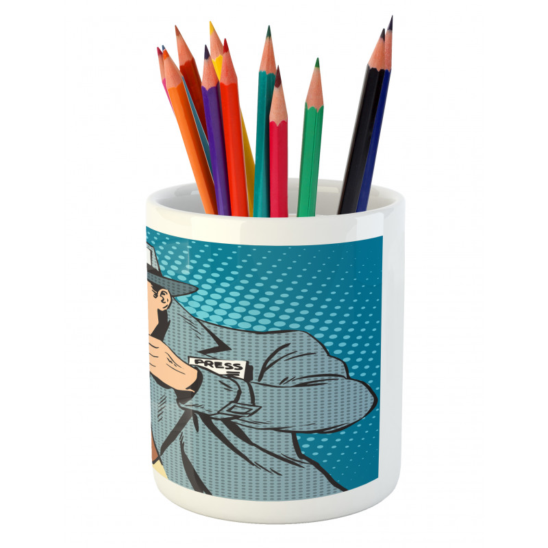 Comic Photographer Man Pencil Pen Holder