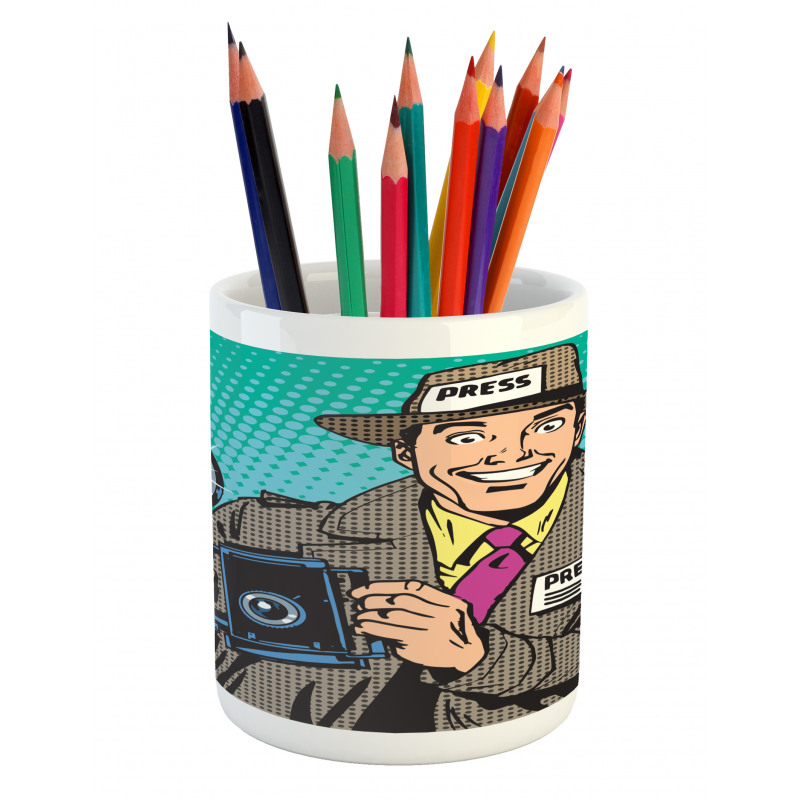 Press Reporter Pop Art Pencil Pen Holder