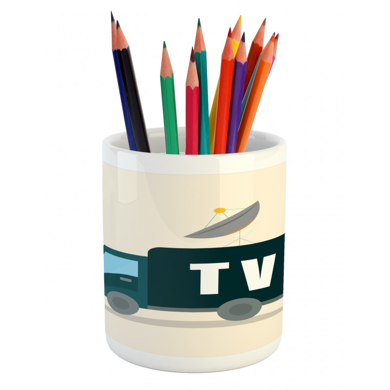 News Media Media Truck Pencil Pen Holder