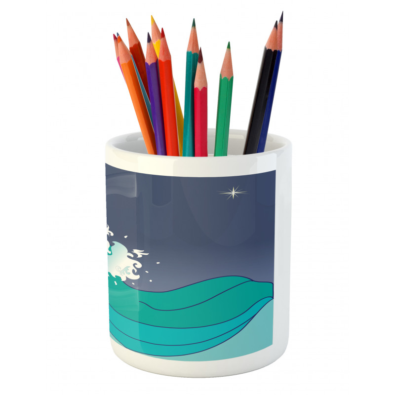 Ocean Curl Sea Waves Pencil Pen Holder