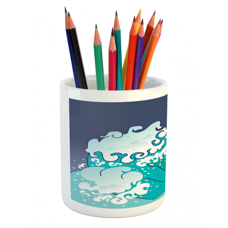 Ocean Curl Sea Waves Pencil Pen Holder