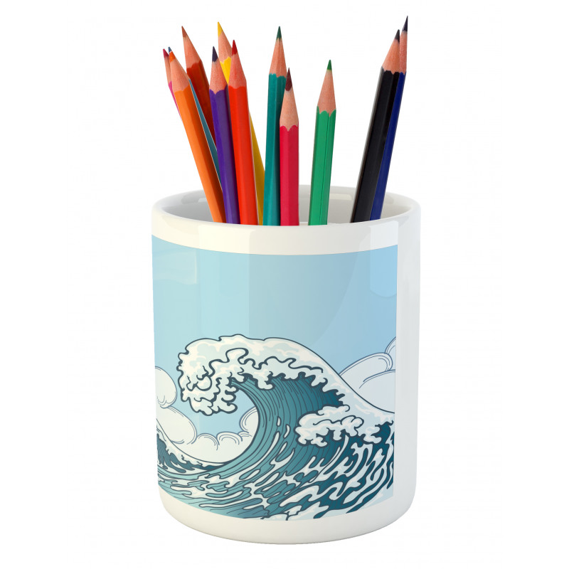 Tsunami Wave Scene Pencil Pen Holder