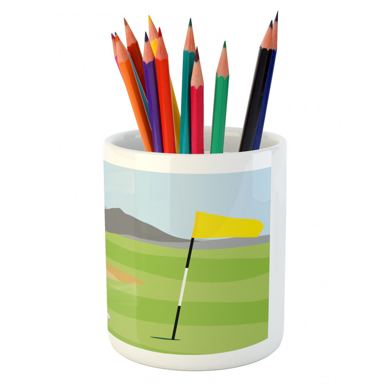 Teeing Box and Flag Golf Field Pencil Pen Holder