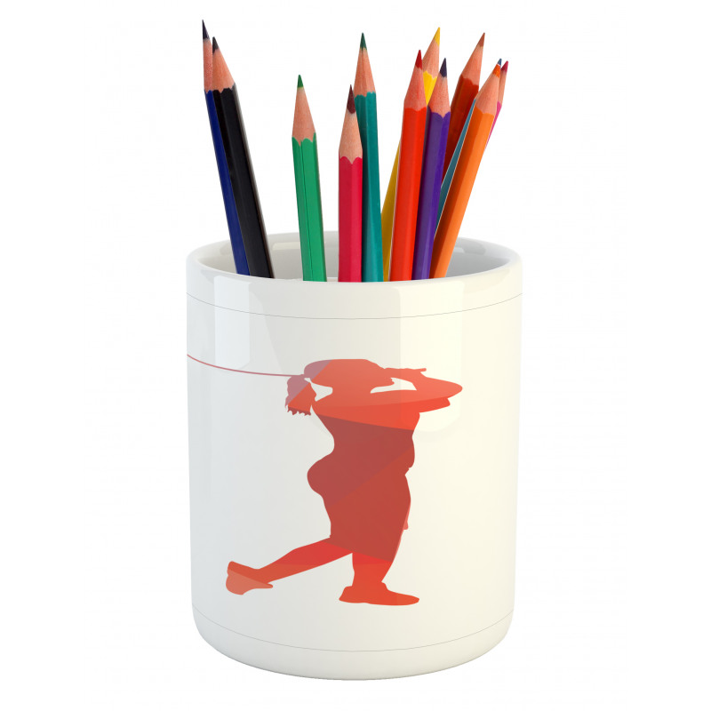 Silhouette of a Woman Player Pencil Pen Holder