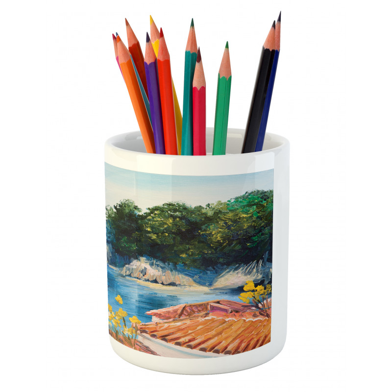 Mediterranean Scenery Pencil Pen Holder