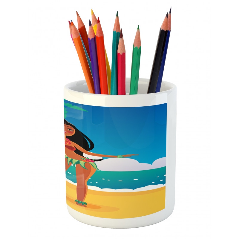 Hawaiian Woman Dancing Pencil Pen Holder