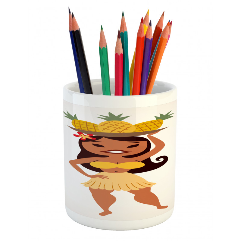 Tropical Girl Pineapples Pencil Pen Holder