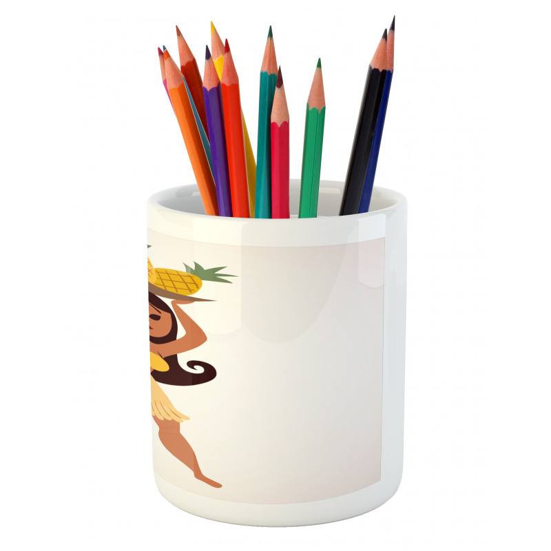 Tropical Girl Pineapples Pencil Pen Holder