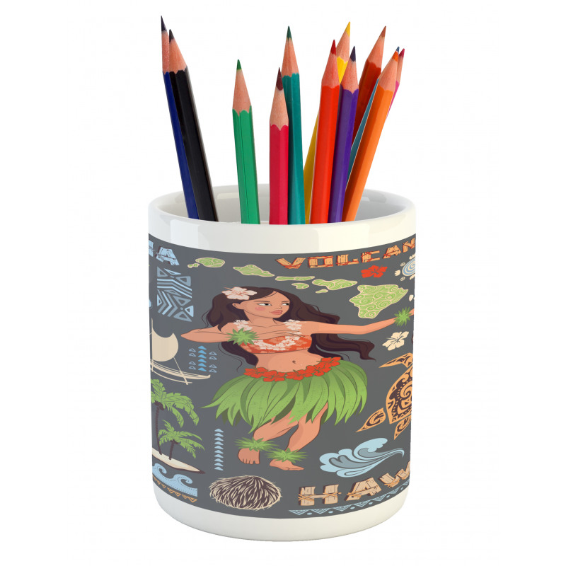 Tribal Aloha Retro Folks Pencil Pen Holder