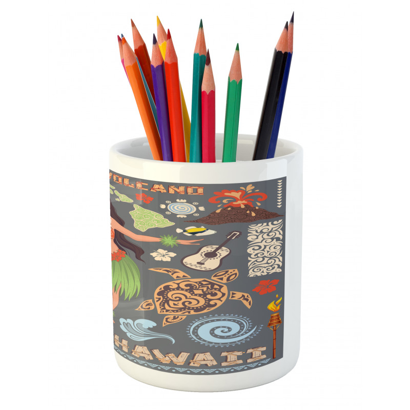 Tribal Aloha Retro Folks Pencil Pen Holder