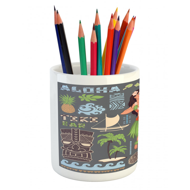 Tribal Aloha Retro Folks Pencil Pen Holder