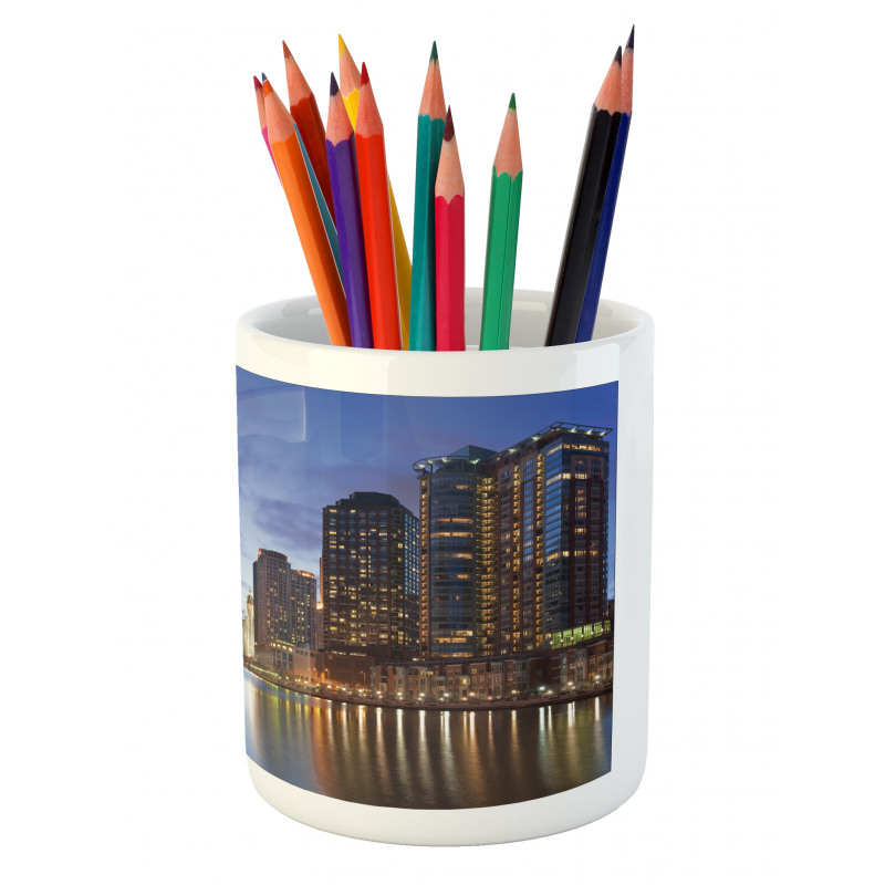 Chicago Riverside at Night Pencil Pen Holder