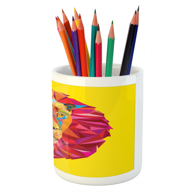 Geometric Lion Face Pencil Pen Holder