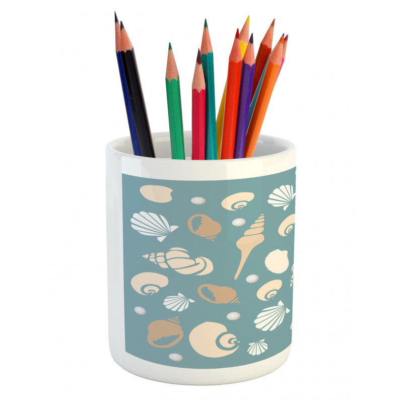 Various Aquatic Seashells Pencil Pen Holder