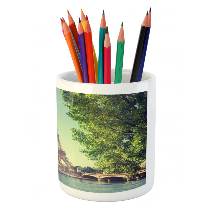 Eiffel Tower Seine River Pencil Pen Holder