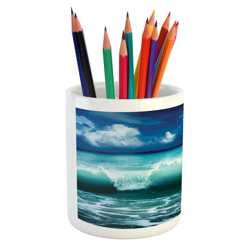 Caribbean Seascape Waves Pencil Pen Holder