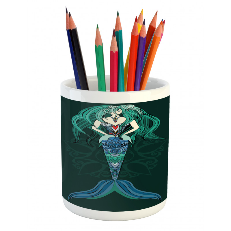 Hand Drawn Mermaid Pencil Pen Holder