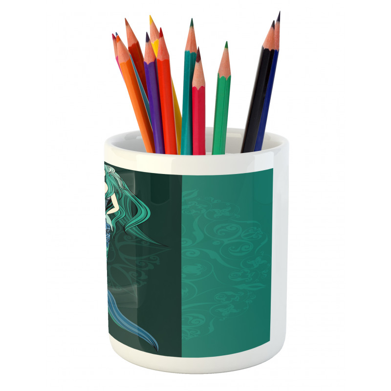 Hand Drawn Mermaid Pencil Pen Holder