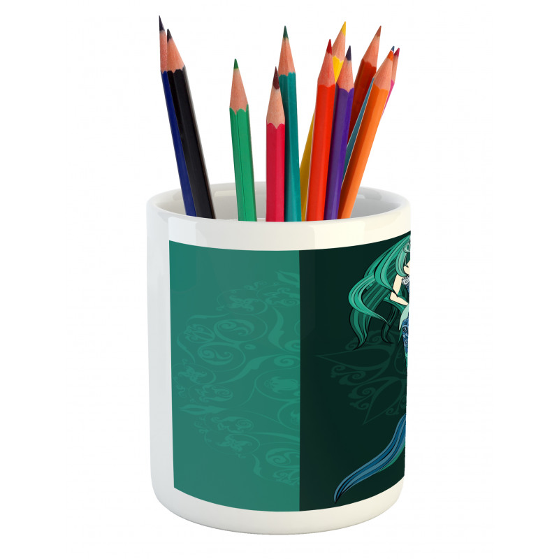 Hand Drawn Mermaid Pencil Pen Holder