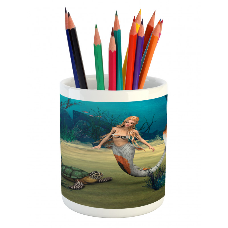 Mermaid Turtle Ocean Pencil Pen Holder