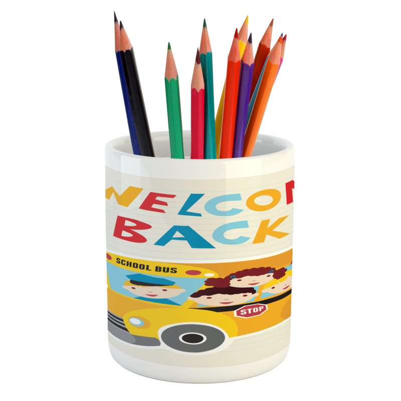 Welcome Back Typography Pencil Pen Holder