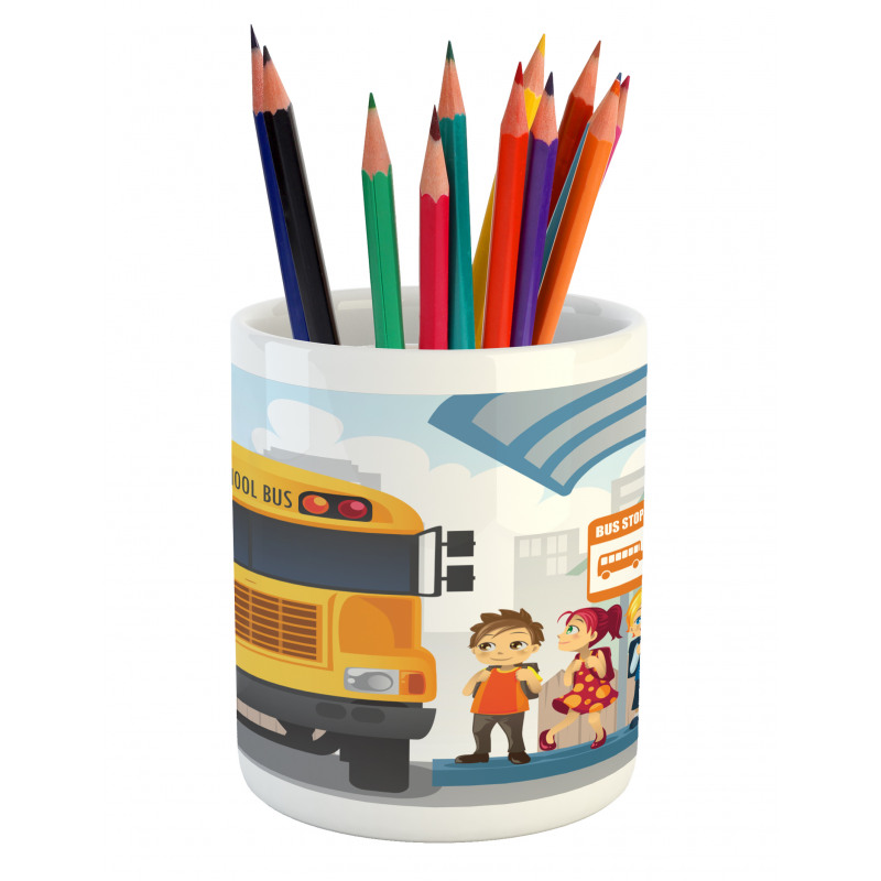 Little Ones at Bus Stop Pencil Pen Holder