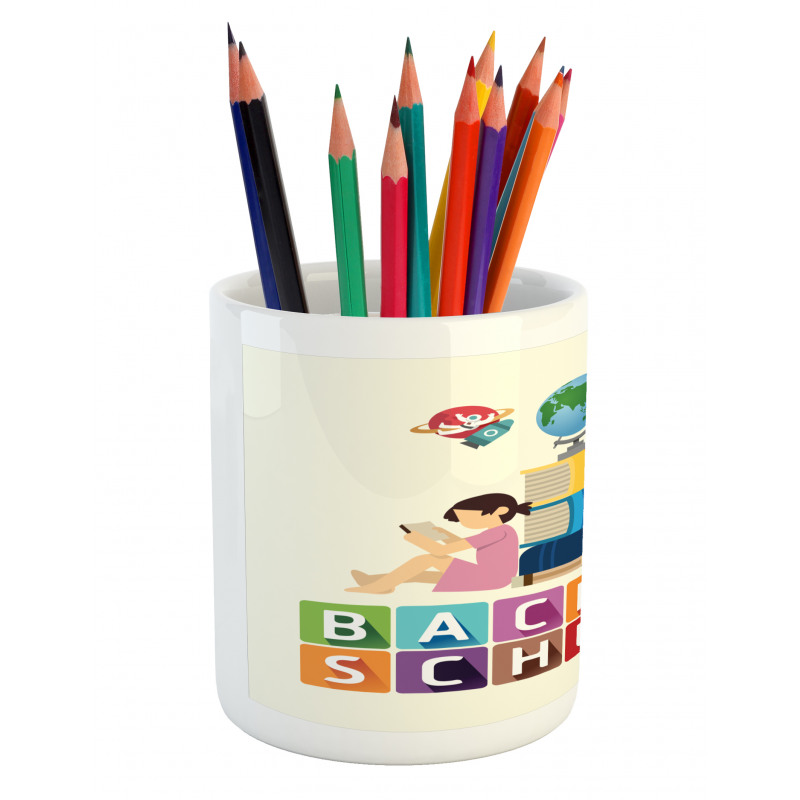 Children Reading Art Pencil Pen Holder