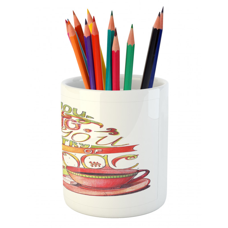 Retro Words About Love to Cocoa Pencil Pen Holder