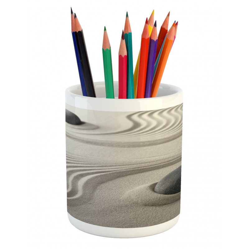 Coastal Theme on Sand Grains Pencil Pen Holder