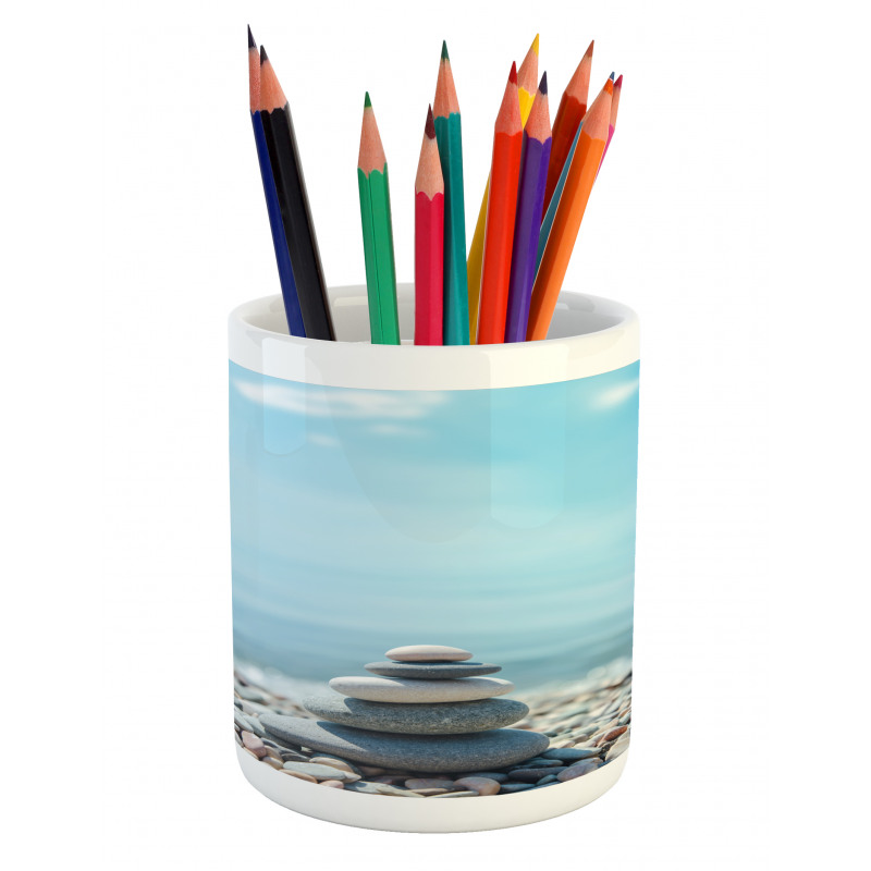 Pebbles by the Sea Beach Theme Pencil Pen Holder