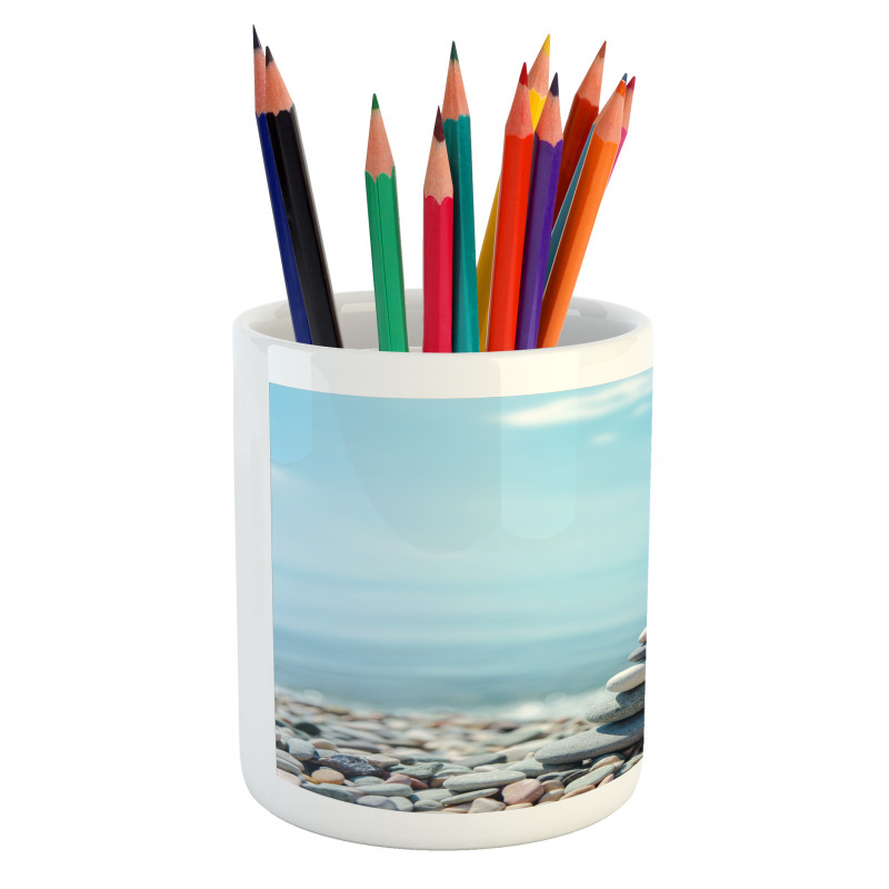 Pebbles by the Sea Beach Theme Pencil Pen Holder