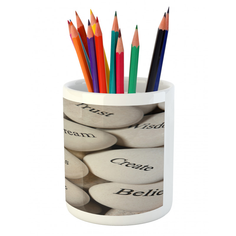 Motivational Words on Rocks Pencil Pen Holder